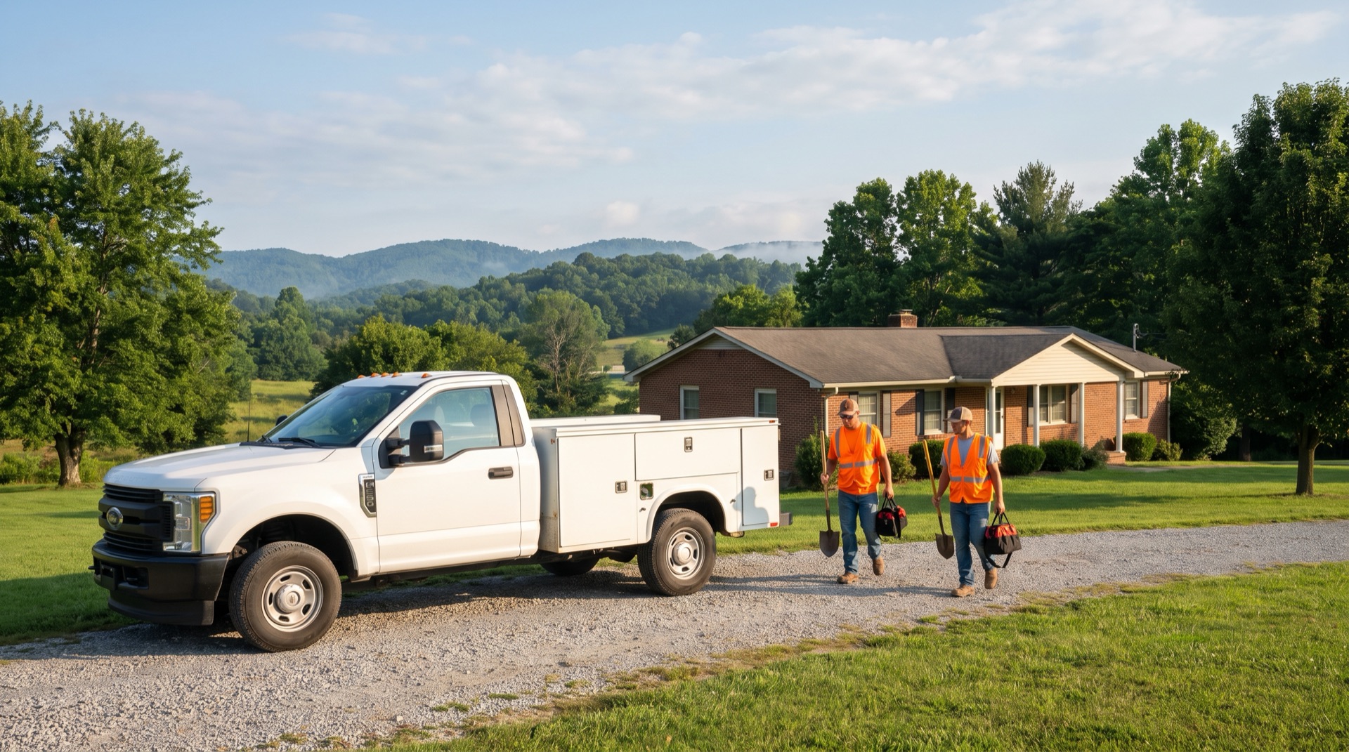 Septic system installation on a rural East Tennessee property